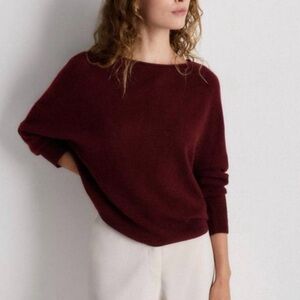 Quince Mongolian Cashmere Boatneck Sweater in Rich Burgundy